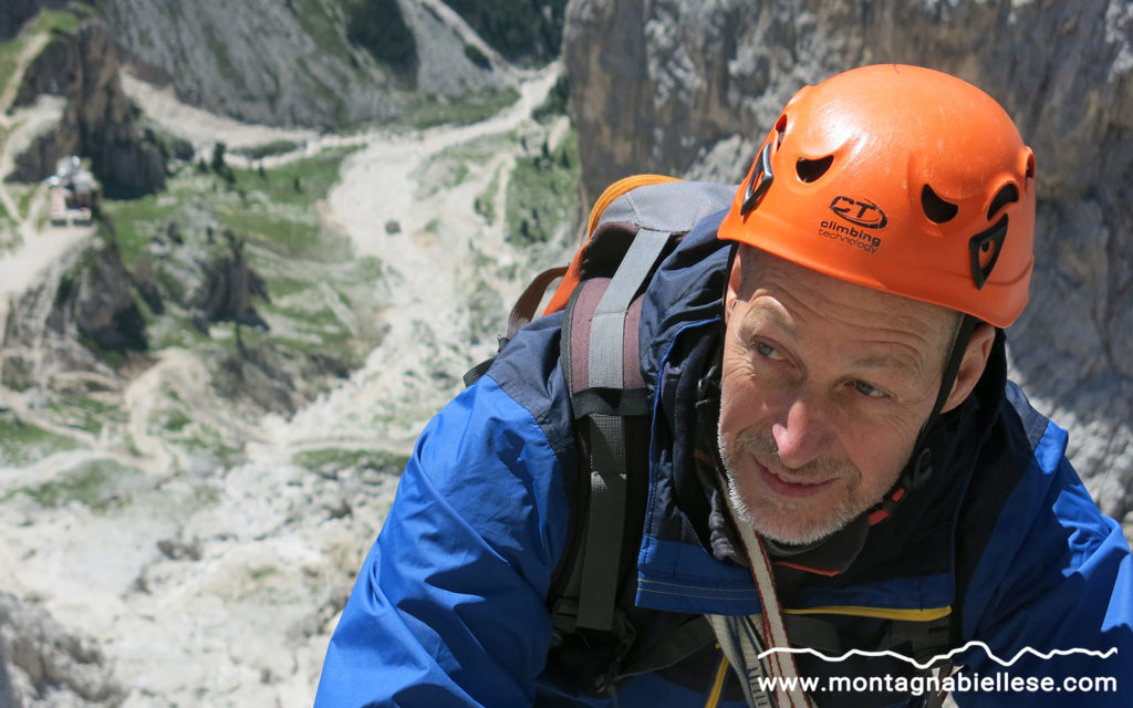 Gaetano in arrampicata sulla Stabeler